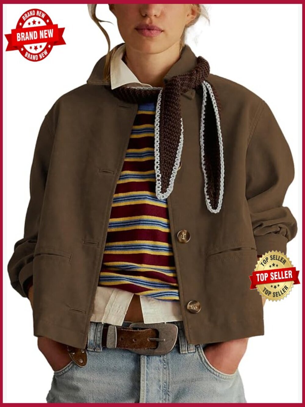 Faux Suede Cropped Blazer with Lapel Casual Short Jacket Fall Winter